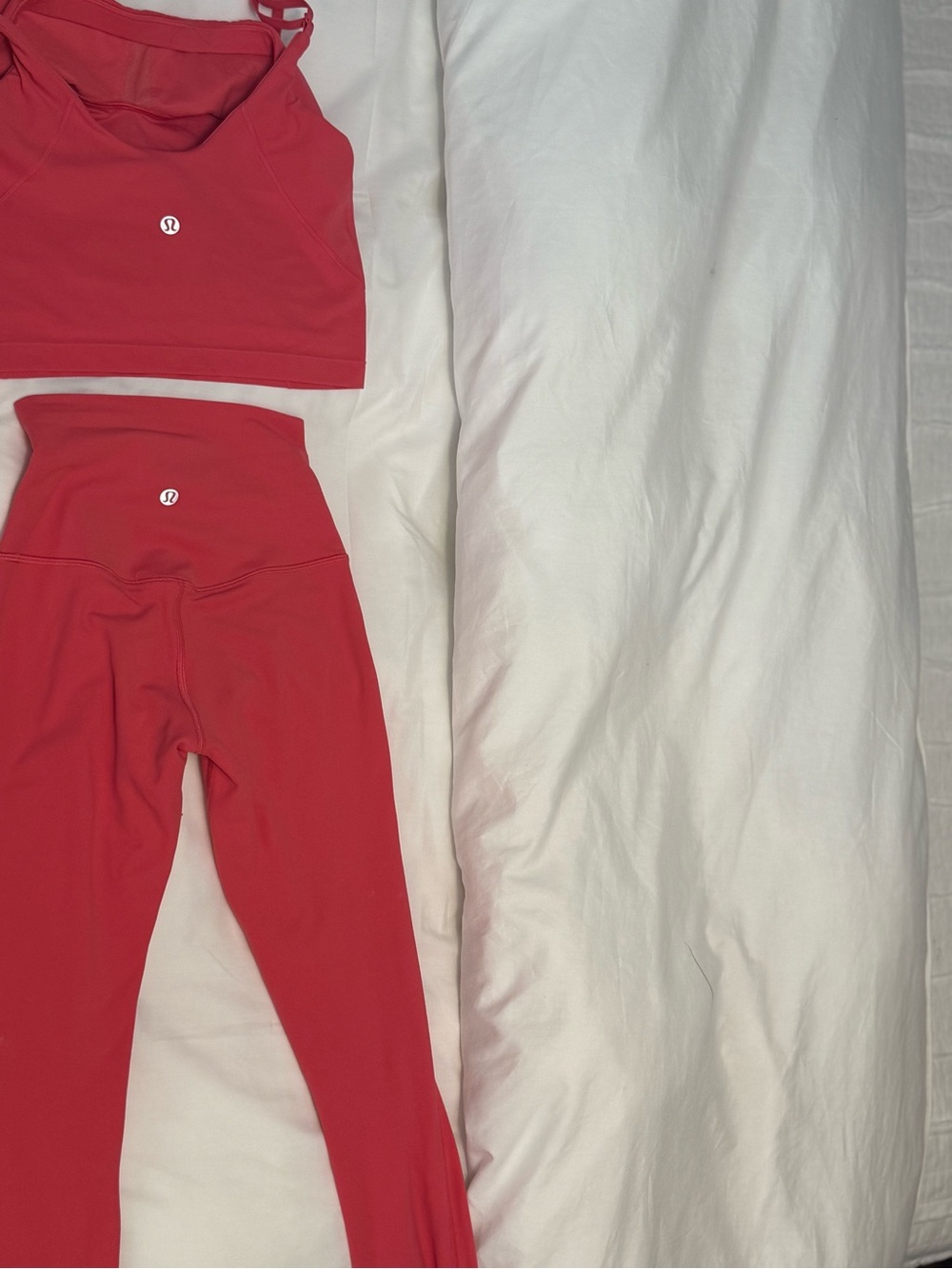 lululemon athletica Red High-Waist Leggings and Sports Bra Set